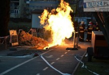 Pożar gazociągu na Wyżykowskiego