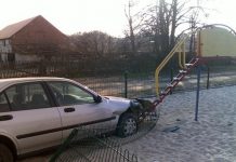 Pijany wjechał w plac zabaw