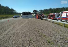 Dachowanie ciężarówki na S3