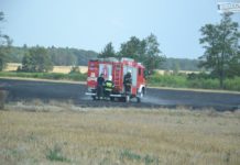 Pożar ścierniska w Dąbrowie Górnej