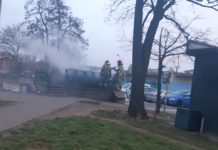 Pożar kontenera na śmieci na ul. Mickiewicza