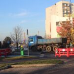 Ulica Wyszyńskiego na wyjeździe w Leśną zamknięta