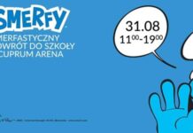 Smerfy w Galerii Cuprum Arena na powitanie szkoły