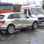 Zderzenie kia i audi na Hutniczej